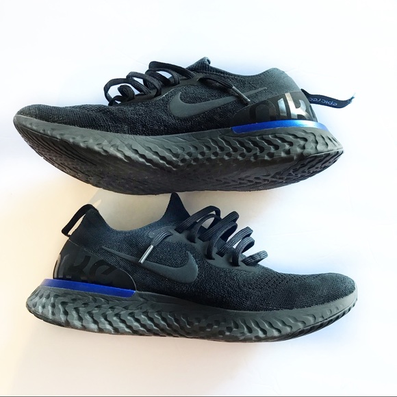 nike epic react flyknit black racer blue